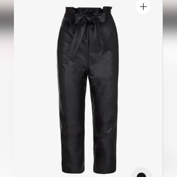 Commando Faux Leather Paperbag Pants in Black,All Products : American Fashion Style Bags On Sale